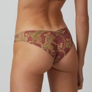 Boys + Arrows Maroon and Gold Leopard-Print Bikini Bottom